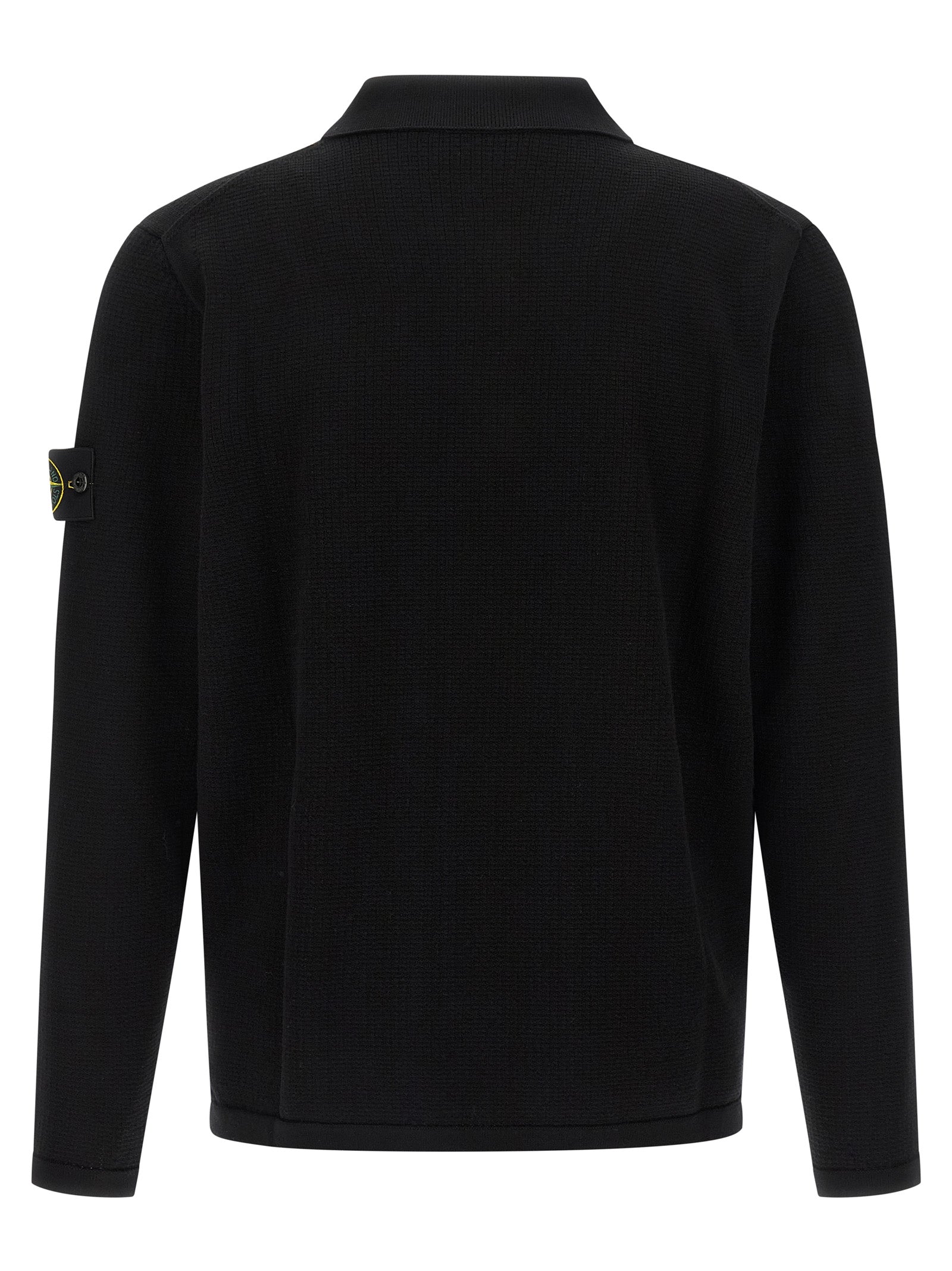Stone Island Schwarzes Baumwoll-Poloshirt