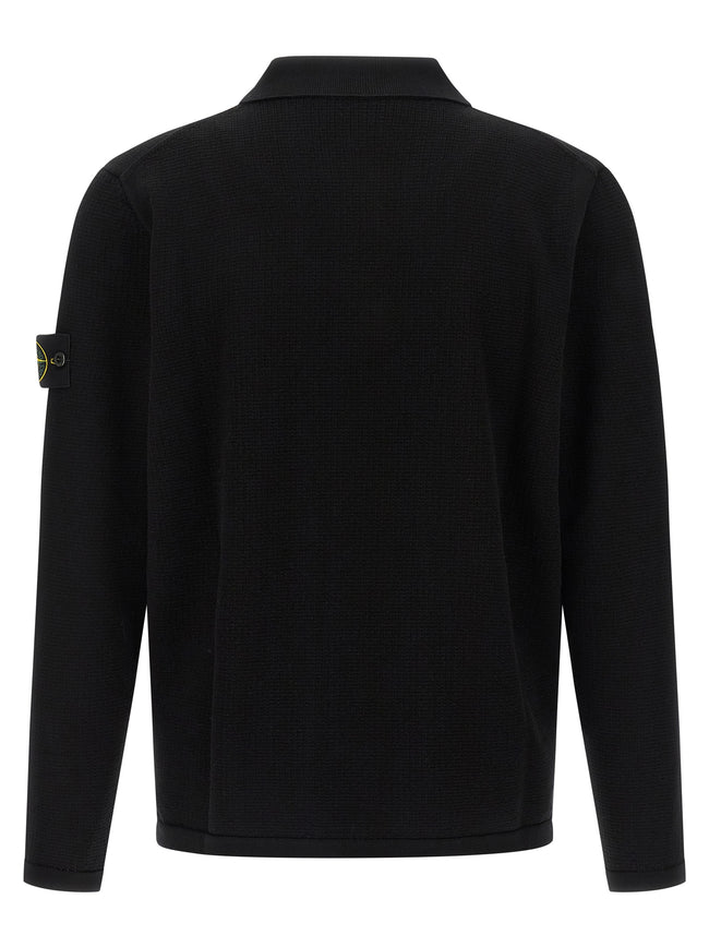 Stone Island Schwarzes Baumwoll-Poloshirt