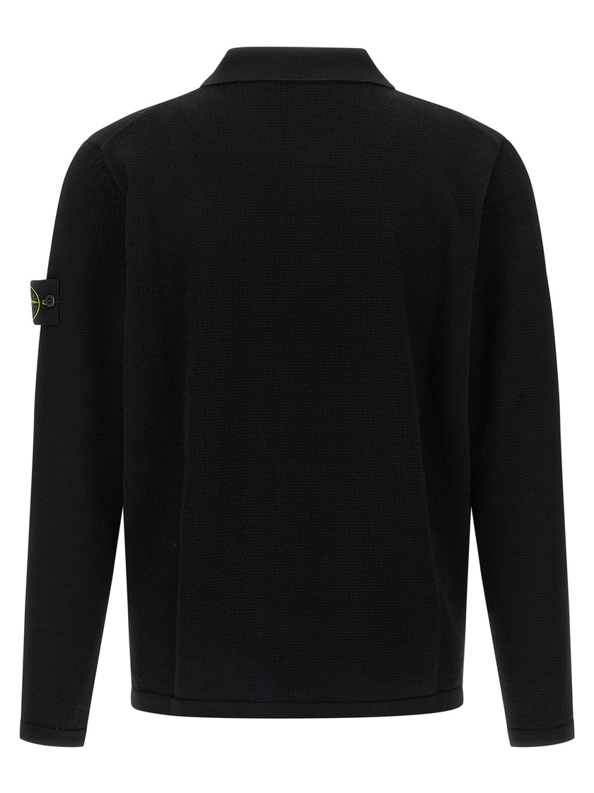 Stone Island Schwarzes Baumwoll-Poloshirt