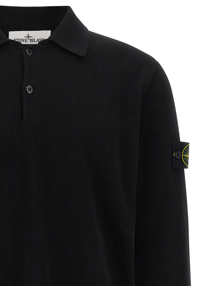 Stone Island Schwarzes Baumwoll-Poloshirt