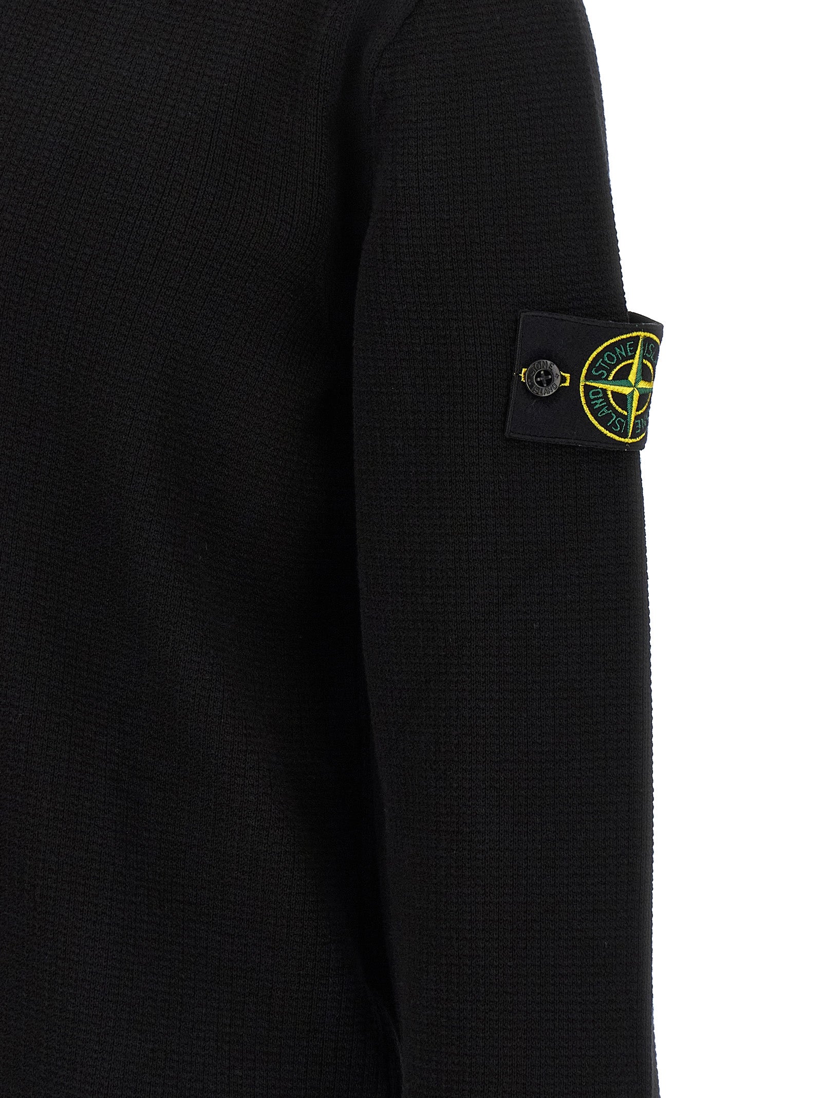 Stone Island Schwarzes Baumwoll-Poloshirt
