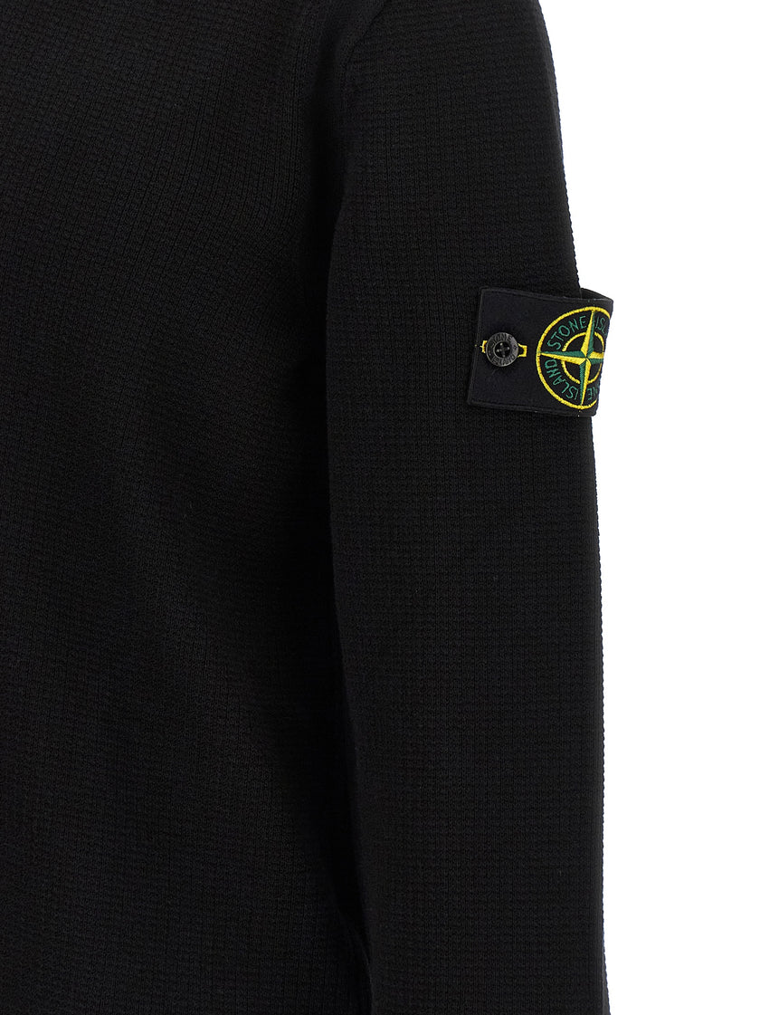 Stone Island Schwarzes Baumwoll-Poloshirt