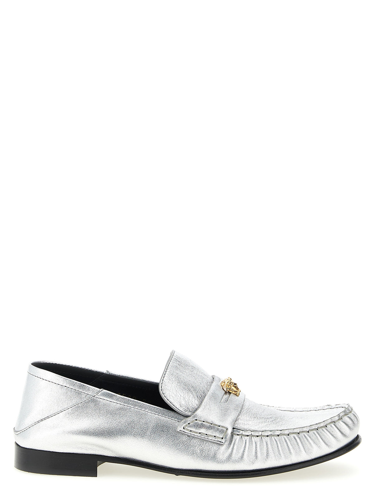Versace Loafers in silver lambskin