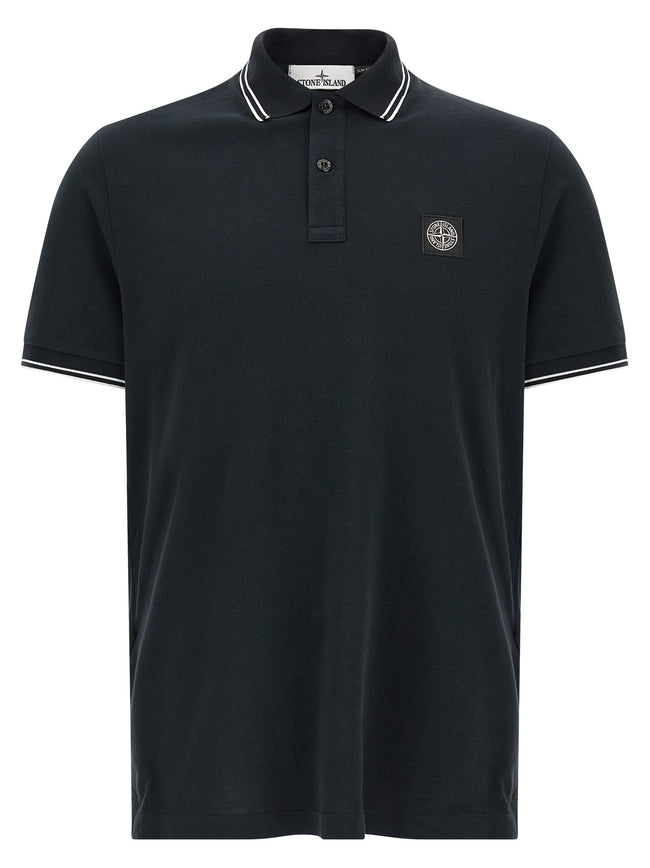 Stone Island Blaues Baumwoll-Polohemd