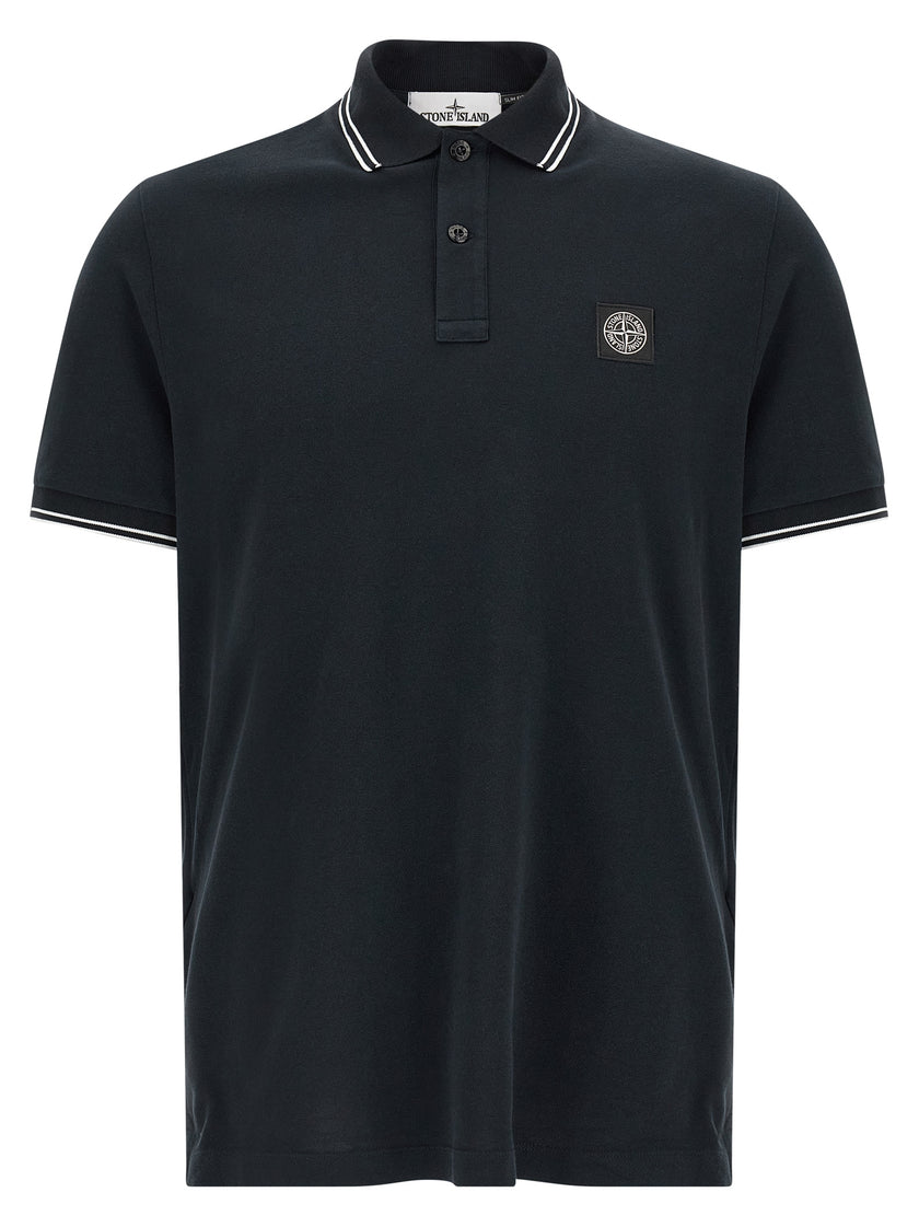 Stone Island Blaues Baumwoll-Polohemd