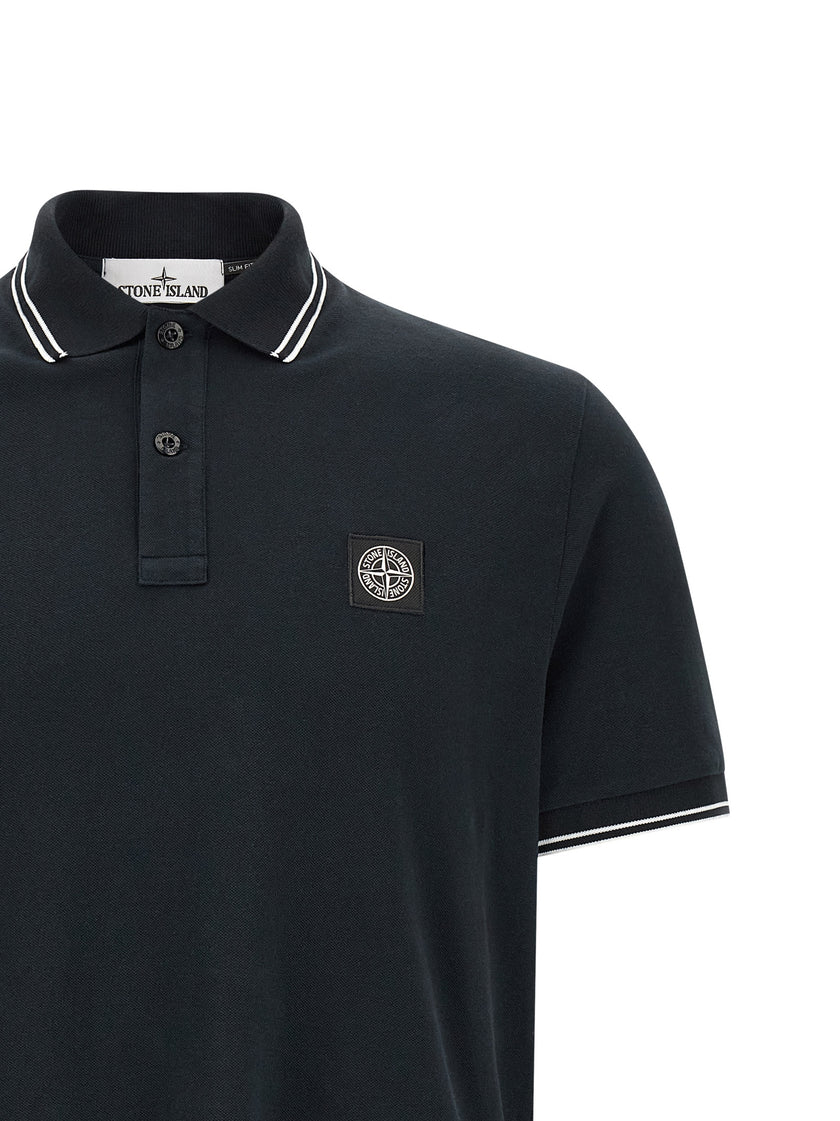 Stone Island Blaues Baumwoll-Polohemd