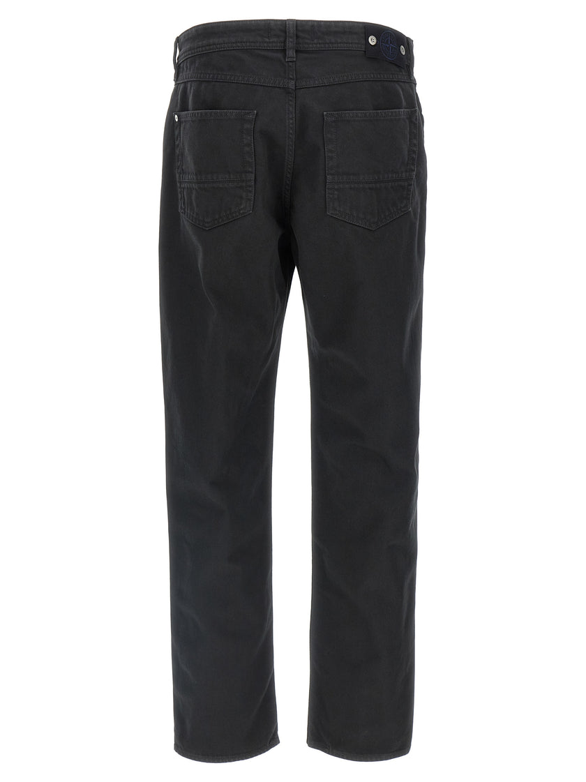 Stone Island Schwarze Baumwoll-Jeans mit geradem Bein