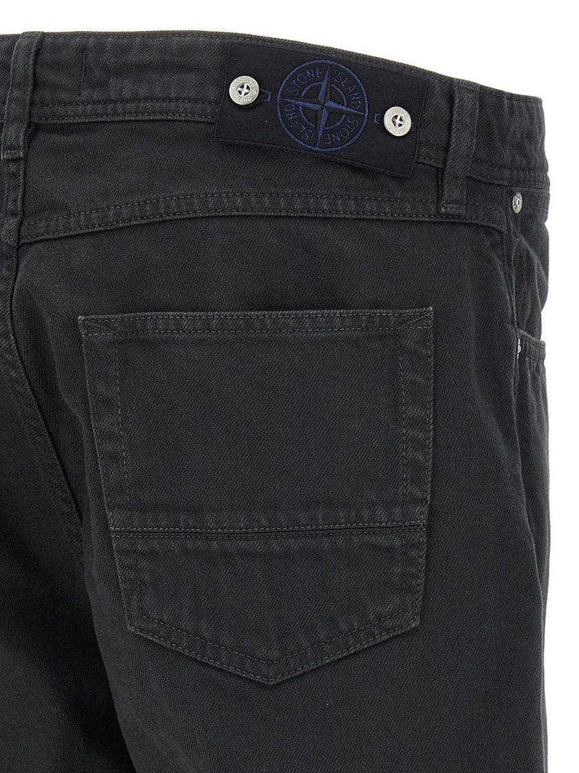 Stone Island Schwarze Baumwoll-Jeans mit geradem Bein