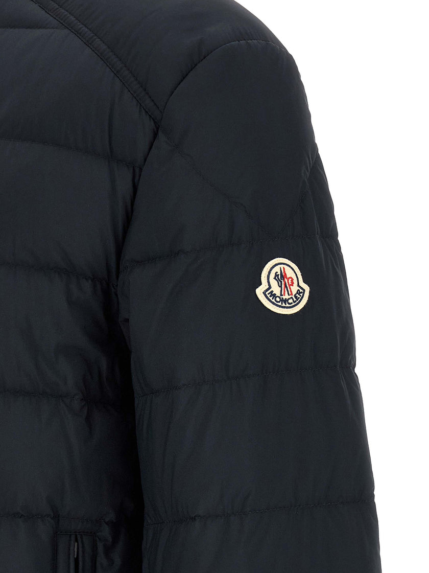Moncler Blaue Polyamid-Jacke in voller Länge