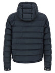 Moncler Blaue Polyester-Jacke in voller Länge