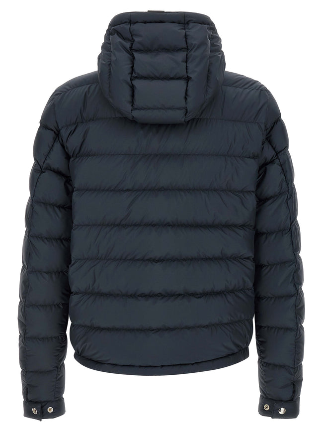 Moncler Blaue Polyester-Jacke in voller Länge