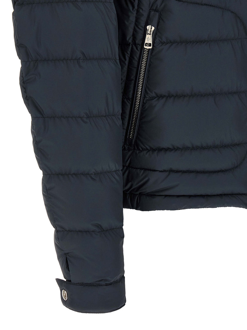 Moncler Blaue Polyester-Jacke in voller Länge