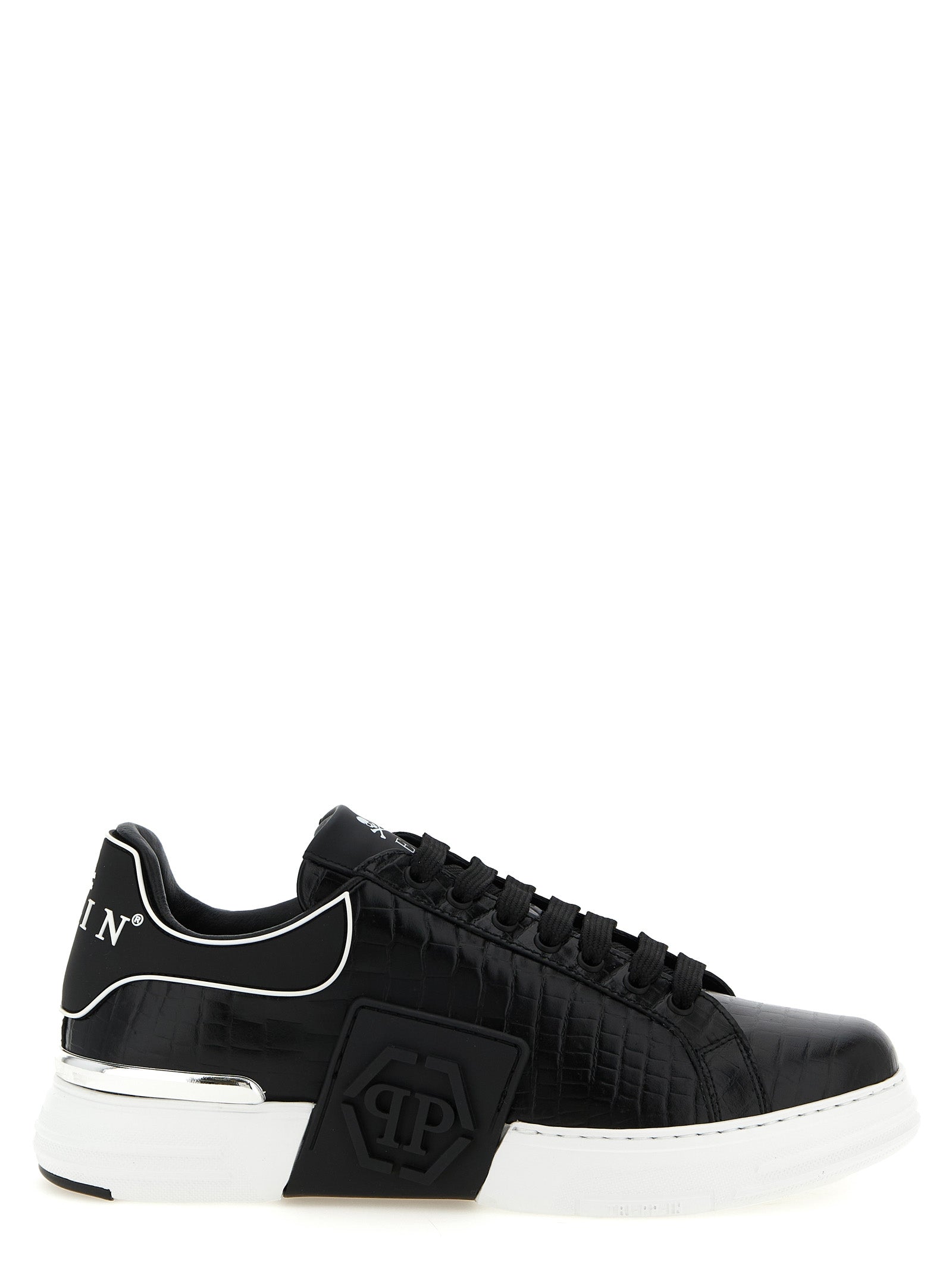 Philipp Plein Schwarze Low-Top-Sneaker aus Rindsleder