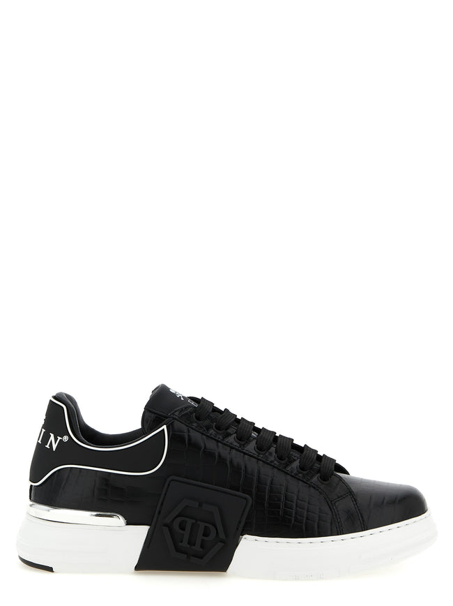Philipp Plein Schwarze Low-Top-Sneaker aus Rindsleder