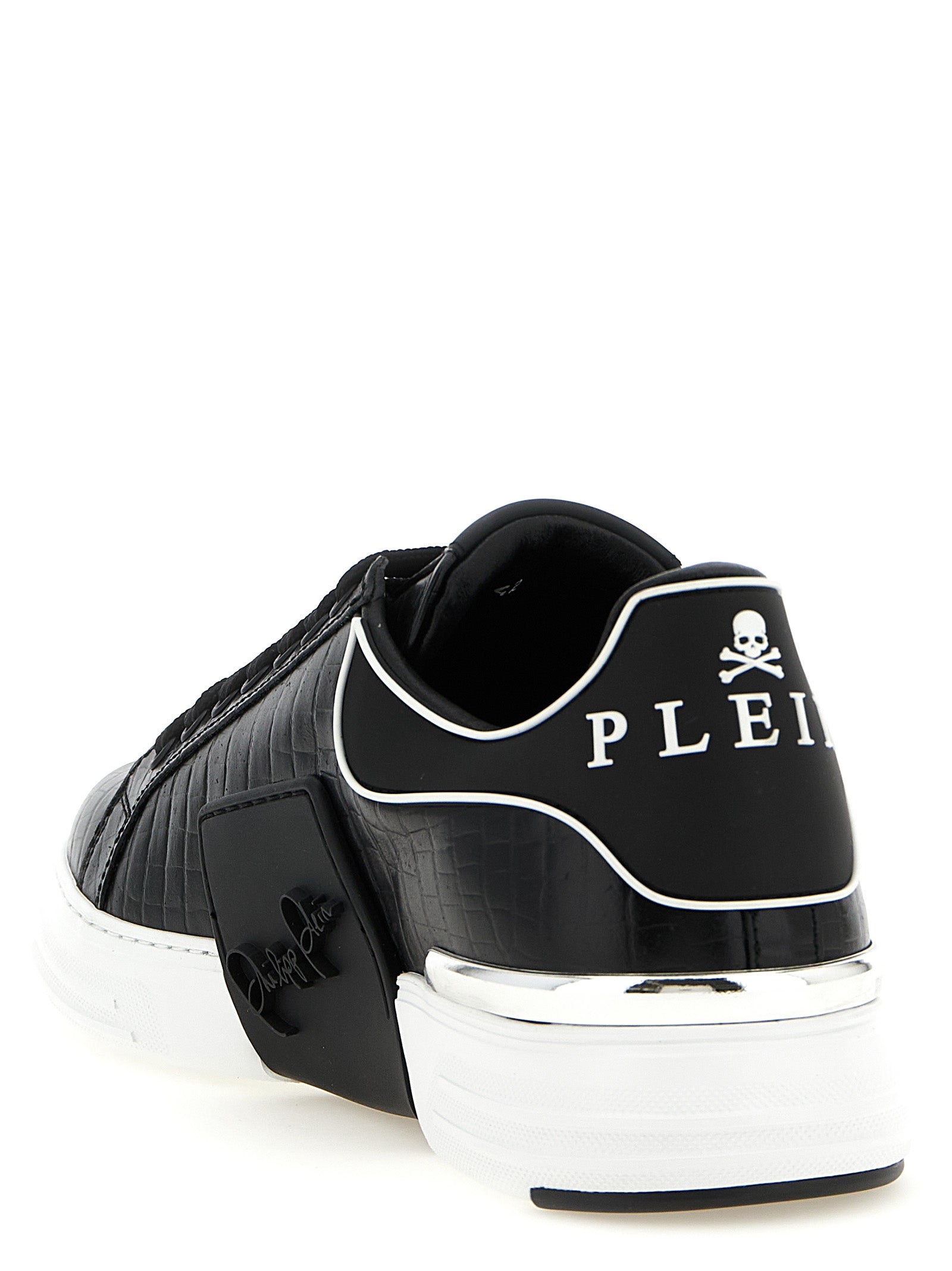 Philipp Plein Schwarze Low-Top-Sneaker aus Rindsleder