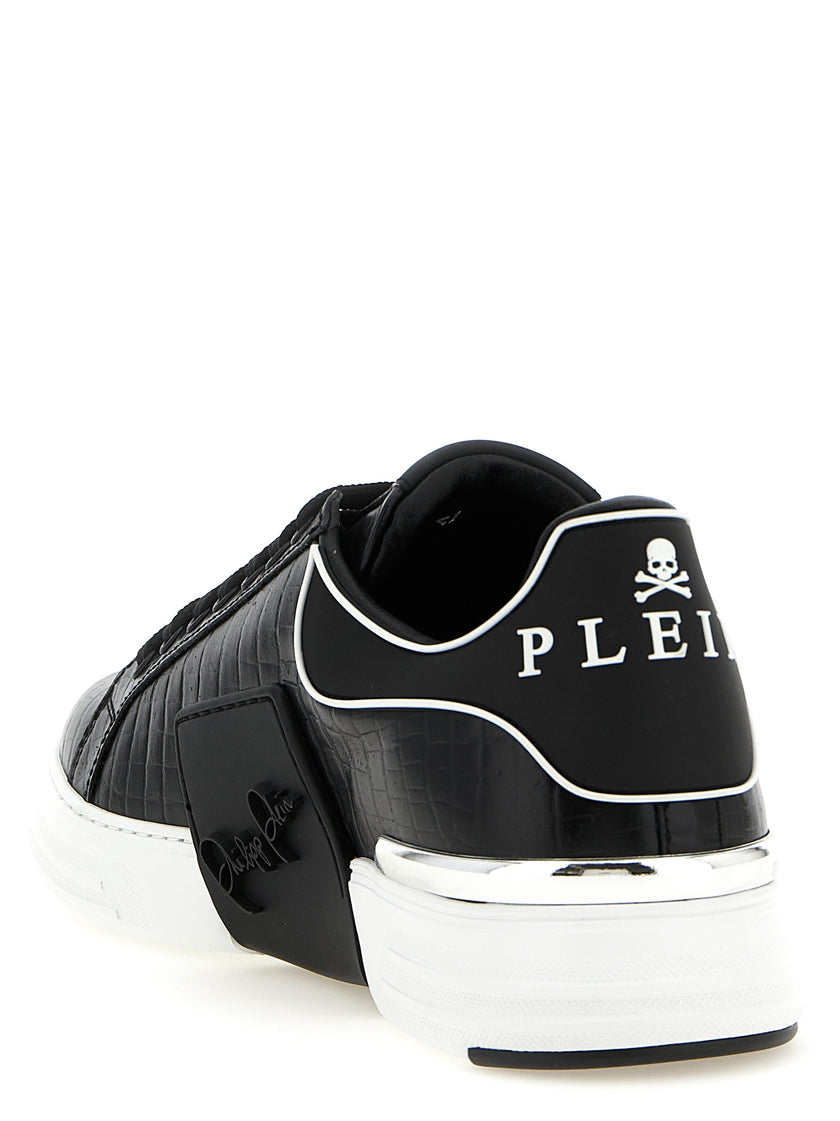 Philipp Plein Schwarze Low-Top-Sneaker aus Rindsleder