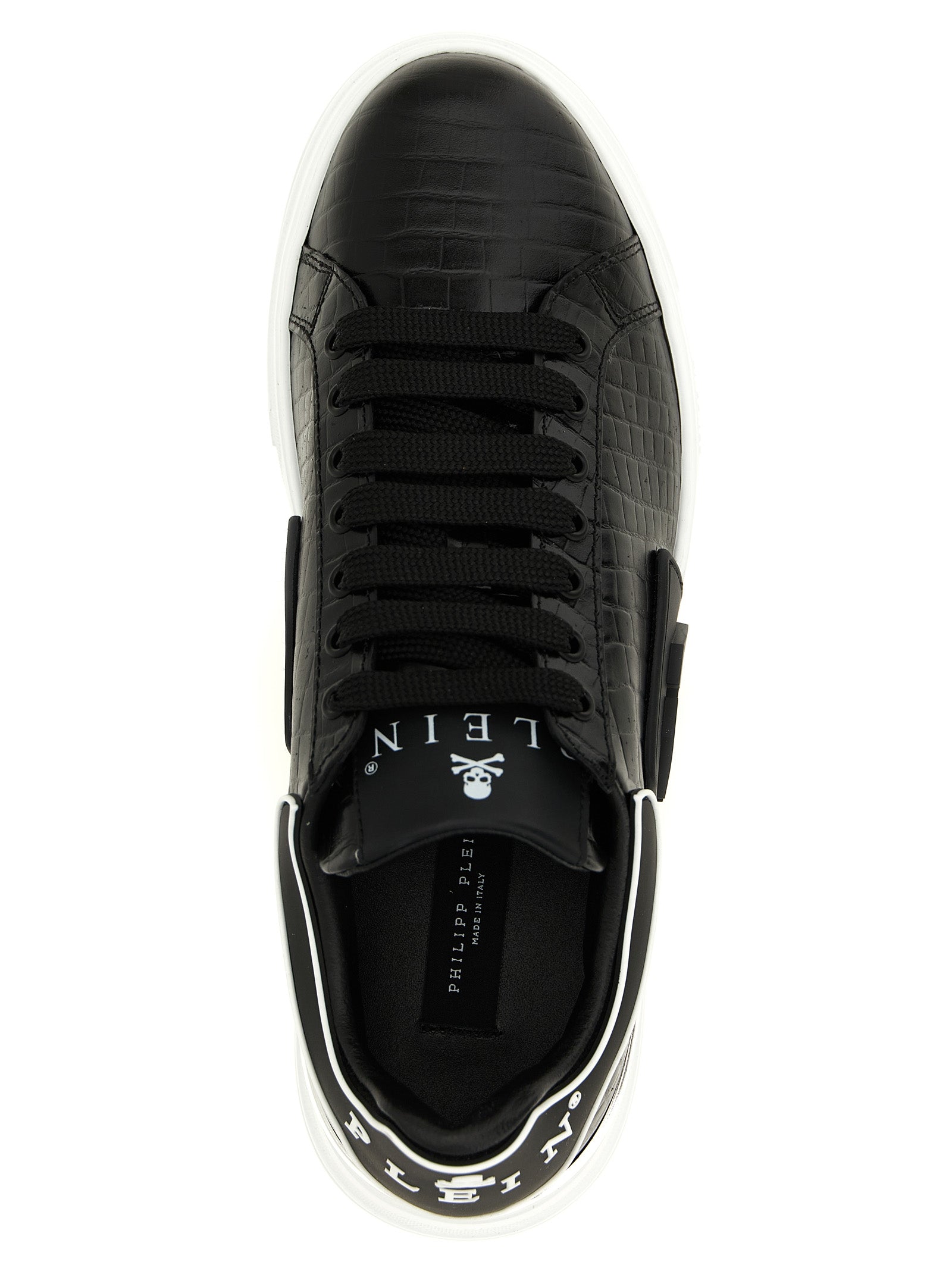 Philipp Plein Schwarze Low-Top-Sneaker aus Rindsleder