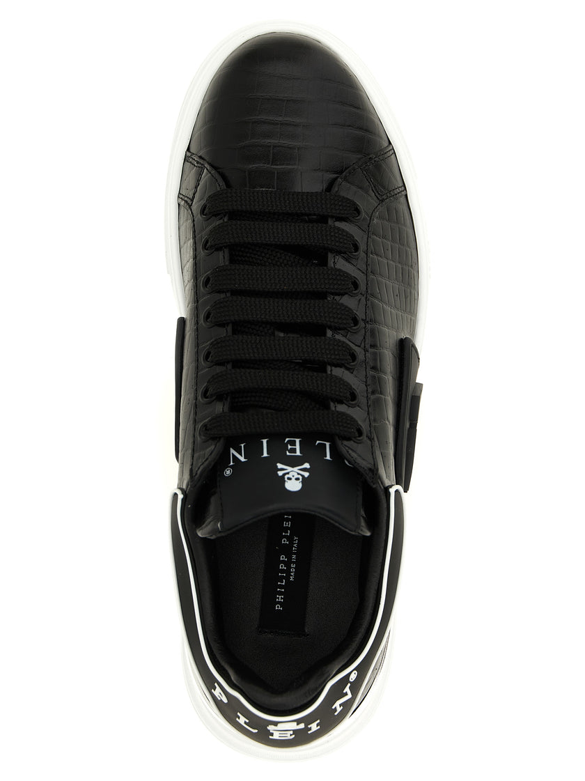 Philipp Plein Schwarze Low-Top-Sneaker aus Rindsleder