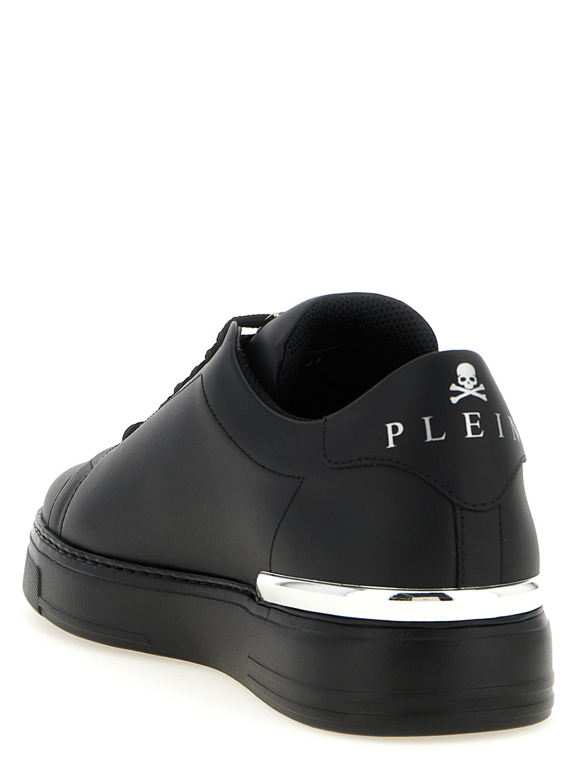 Philipp Plein Schwarze Kalbsleder Low-Top-Sneaker