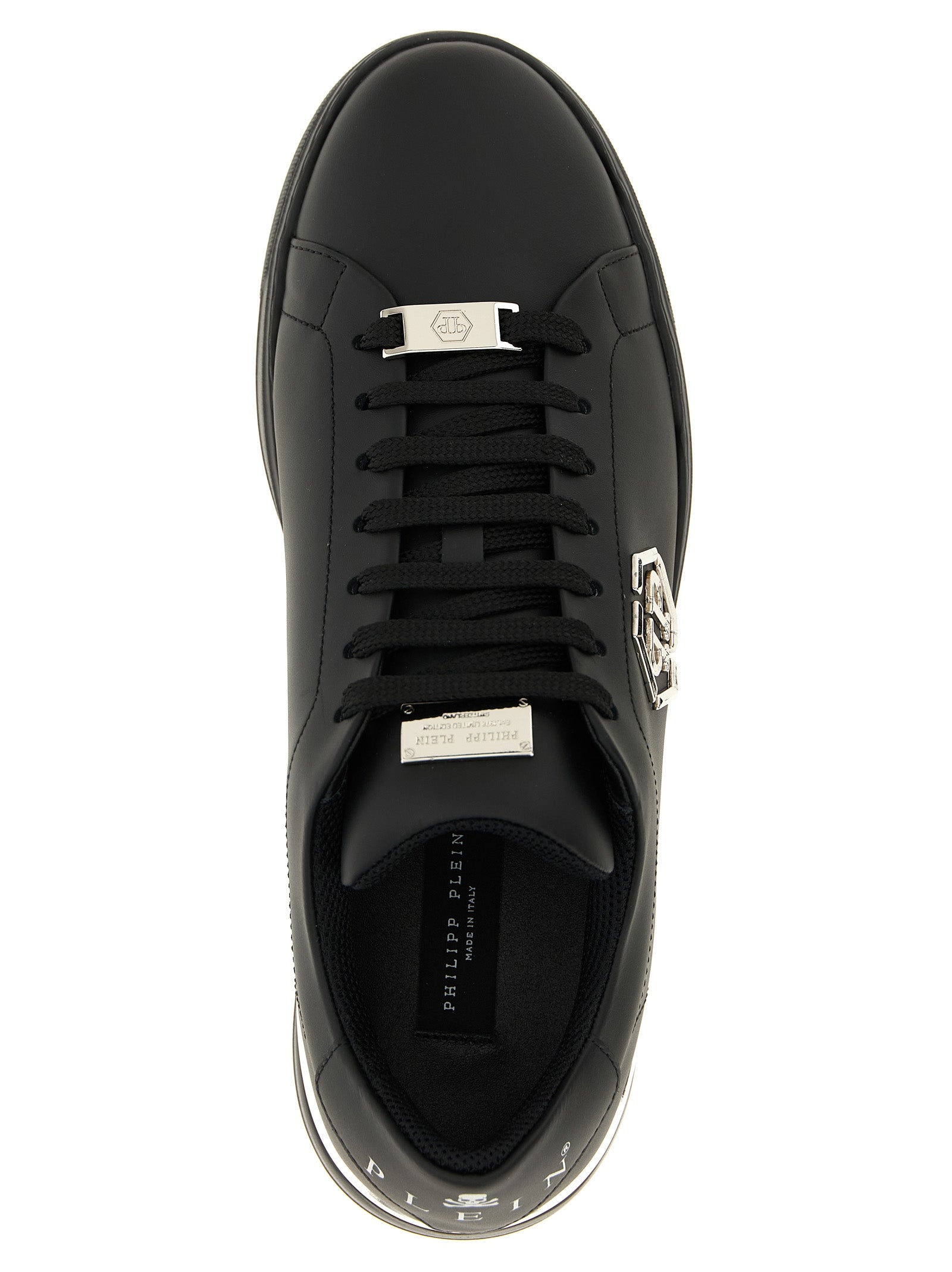 Philipp Plein Schwarze Kalbsleder Low-Top-Sneaker