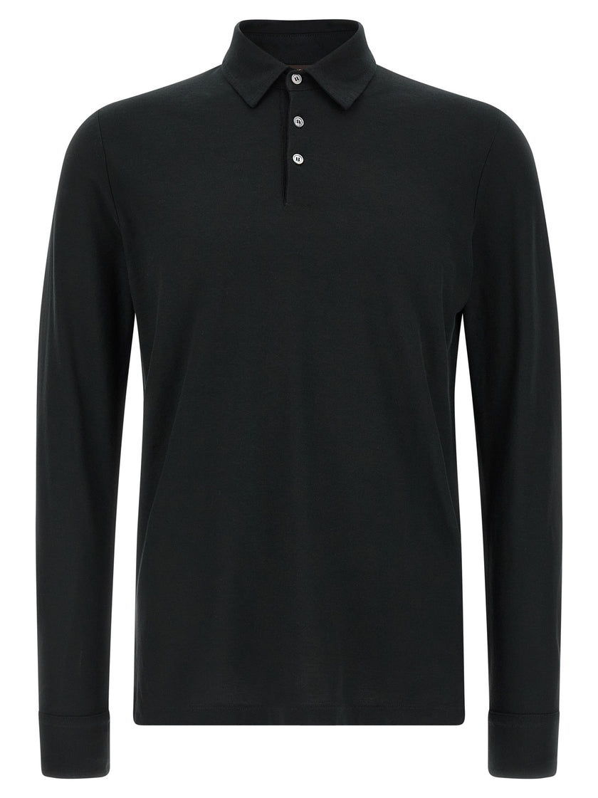 ZANONE Schwarzes Baumwoll-Poloshirt