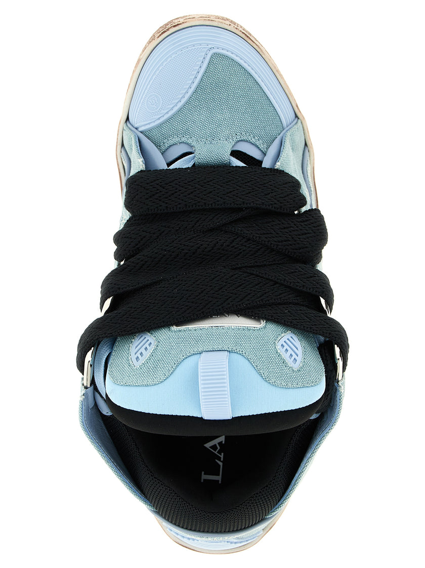 Lanvin Blaue Baumwoll-Sneaker im Athletic-Stil