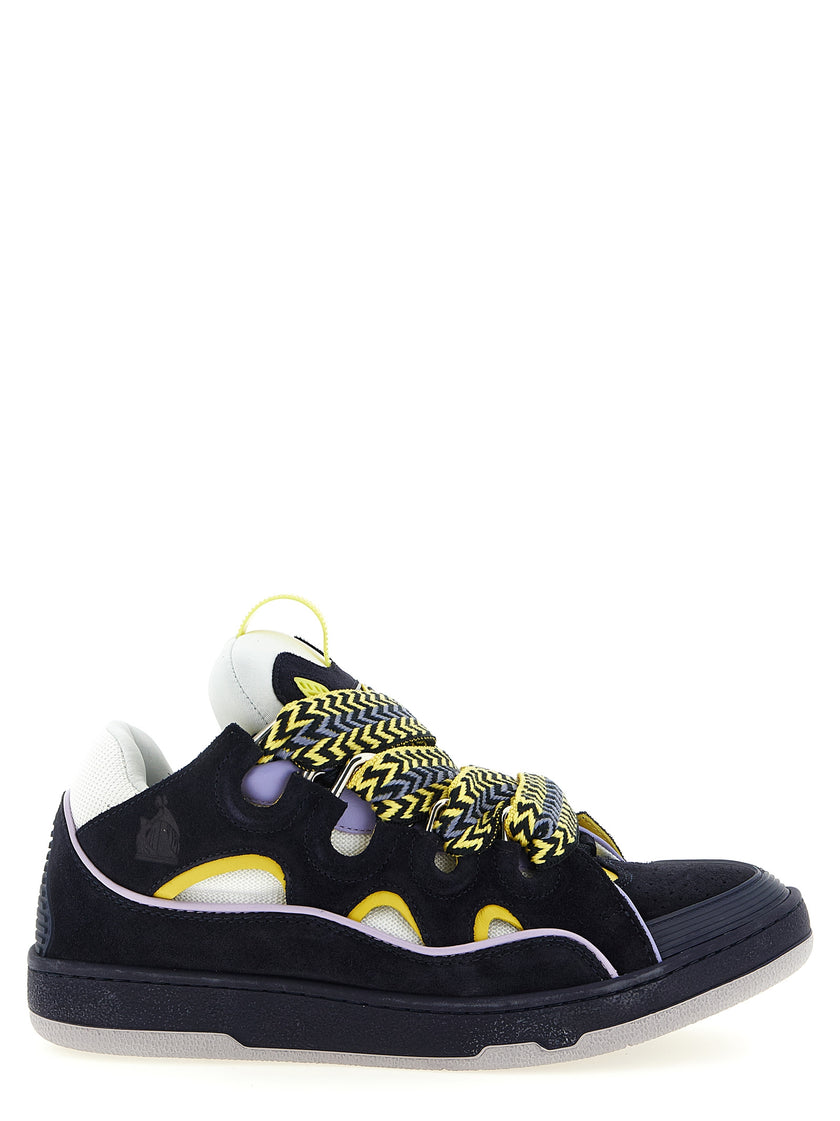Lanvin Blaue Sneaker aus Kalbsleder im Athletic-Stil