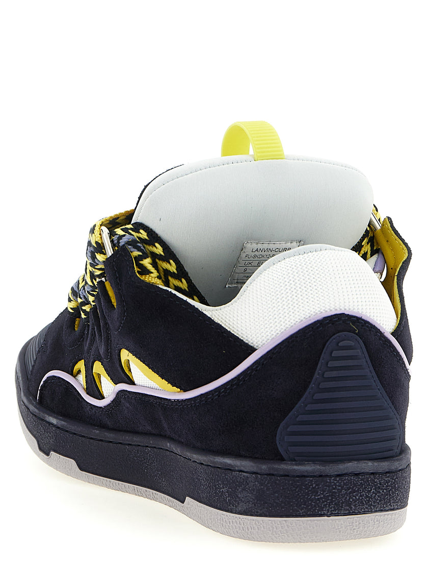 Lanvin Blaue Sneaker aus Kalbsleder im Athletic-Stil