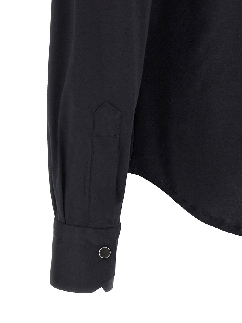 Kiton Blaue Baumwollbluse