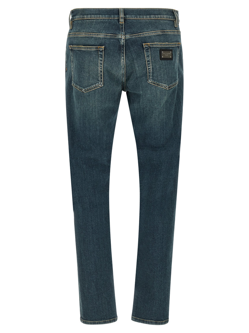 Dolce & Gabbana Blaue Baumwoll-Jeans im Slim Fit