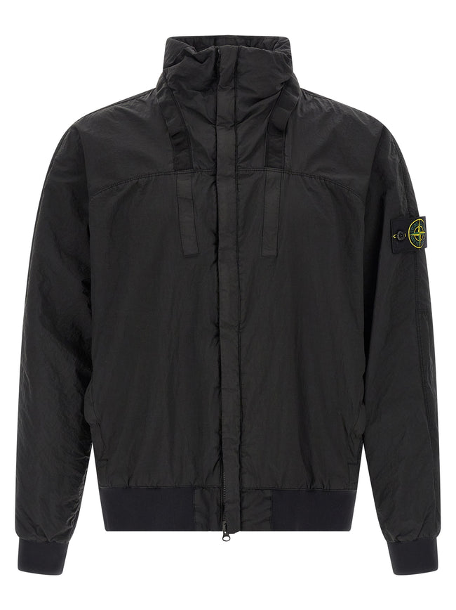 Stone Island Schwarzer Bomber aus Polyamid