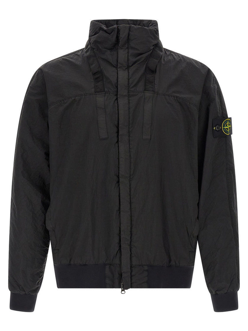 Stone Island Schwarzer Bomber aus Polyamid