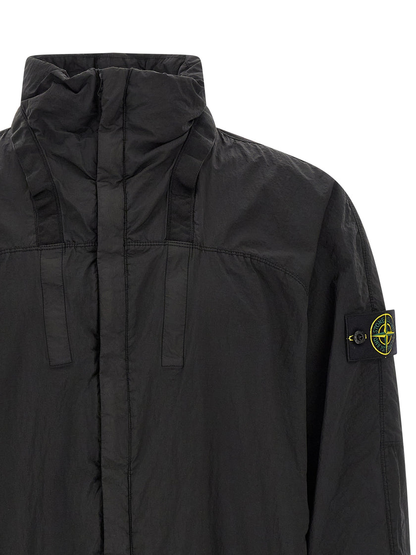 Stone Island Schwarzer Bomber aus Polyamid