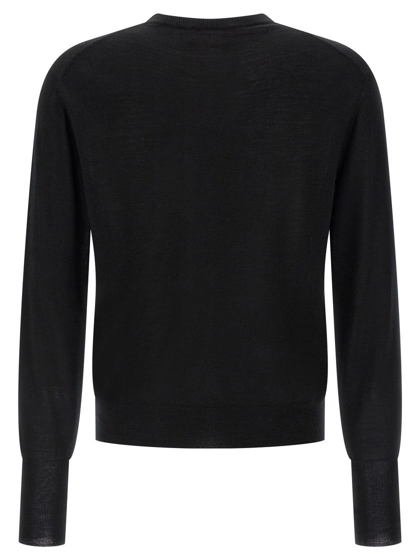 MA'RY'YA Schwarzer Cardigan aus Schurwolle