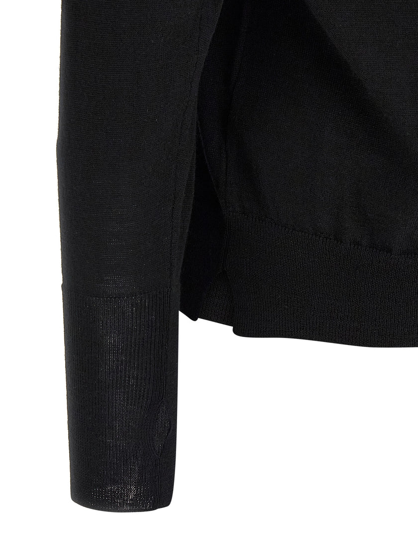 MA'RY'YA Schwarzer Cardigan aus Schurwolle