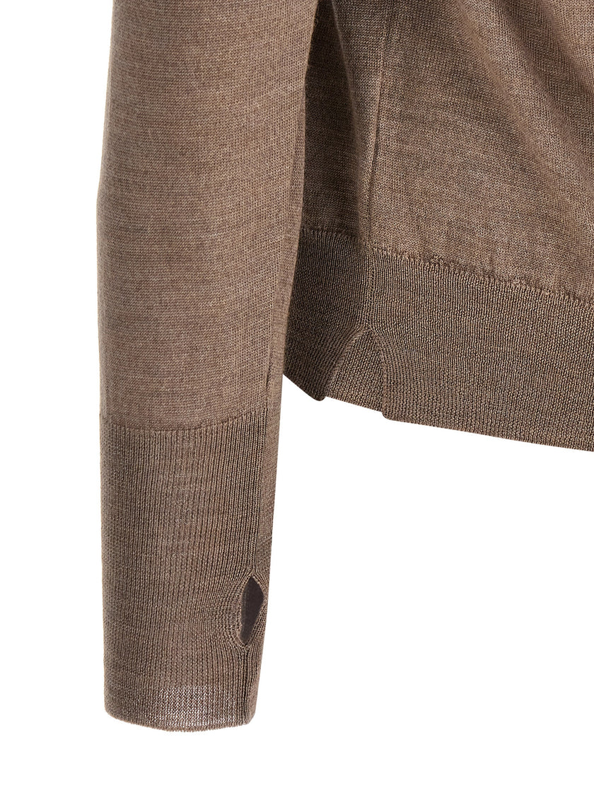 MA'RY'YA Grauer Cardigan aus reiner Schurwolle