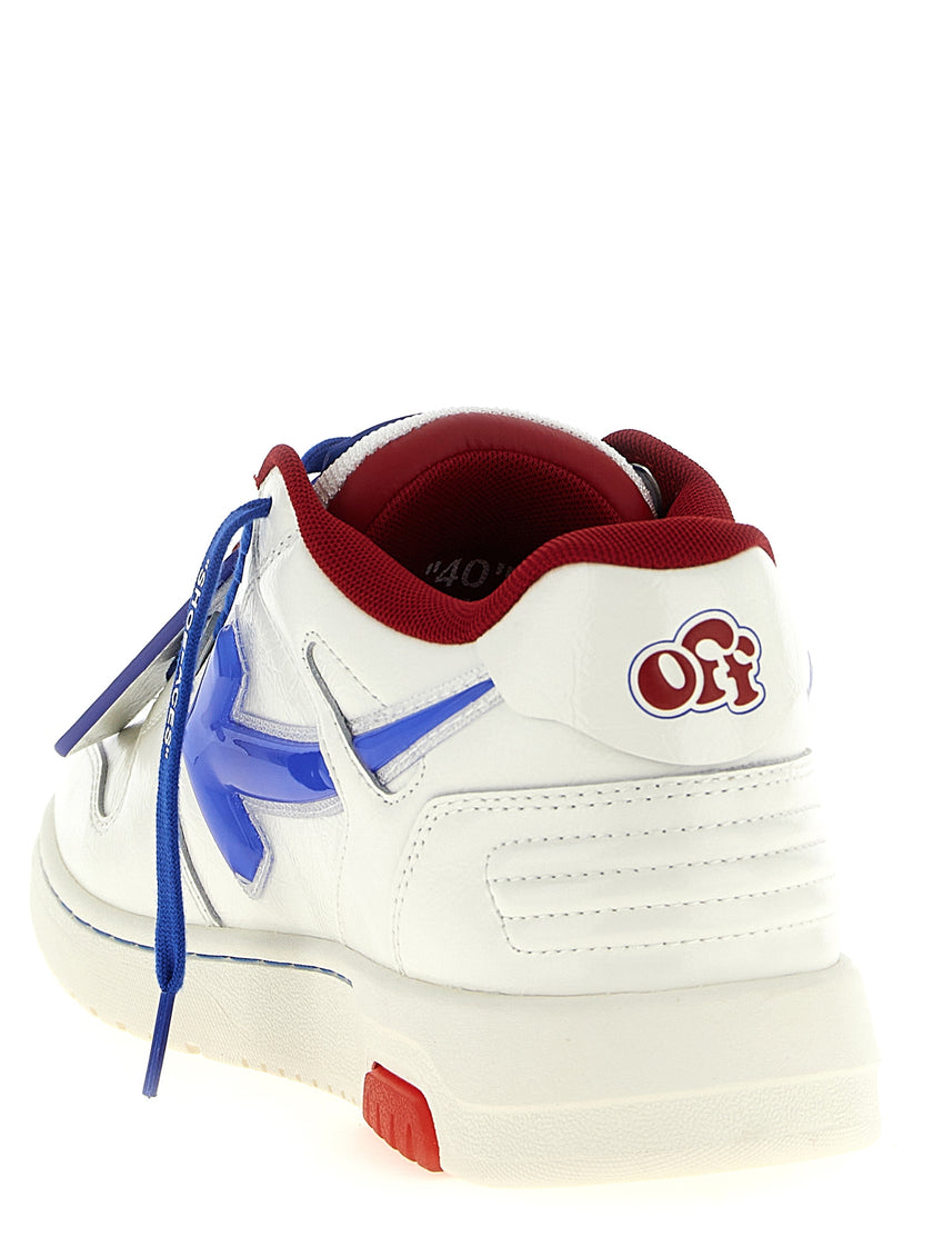 Off-White Blaue Leder-Sneaker im Athletic-Stil