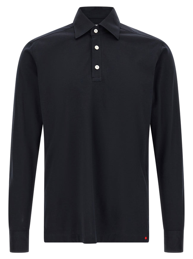 Kiton Blaues Baumwoll-Polohemd