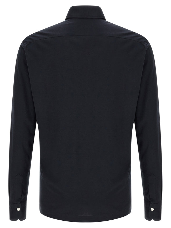 Kiton Blaues Baumwoll-Polohemd