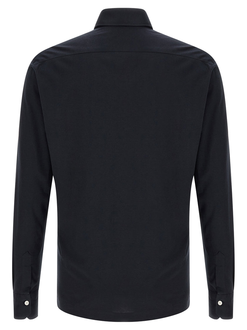 Kiton Blaues Baumwoll-Polohemd