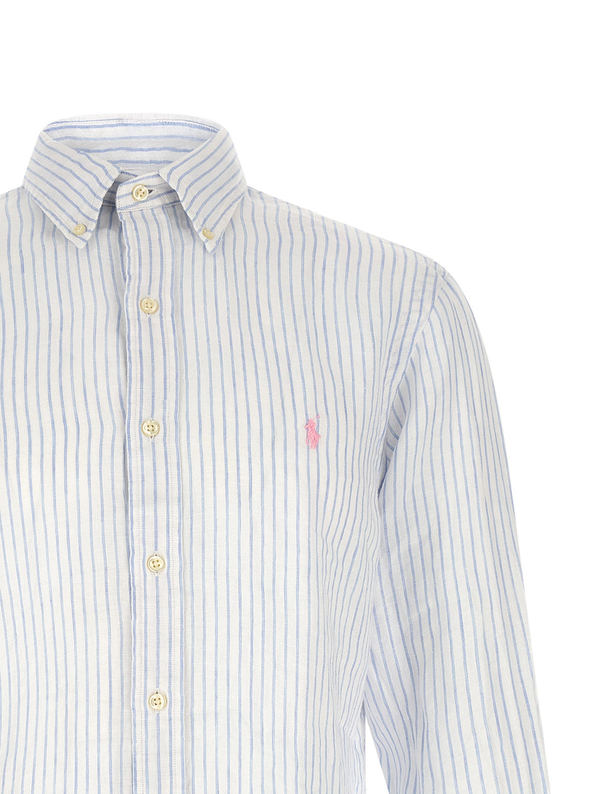 Polo Ralph Lauren Blaue Leinenbluse