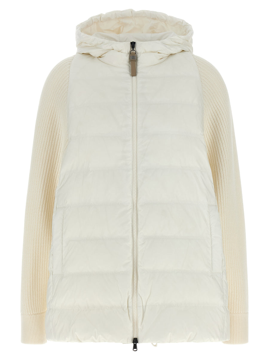 Brunello Cucinelli Weiße Polyester-Jacke in voller Länge