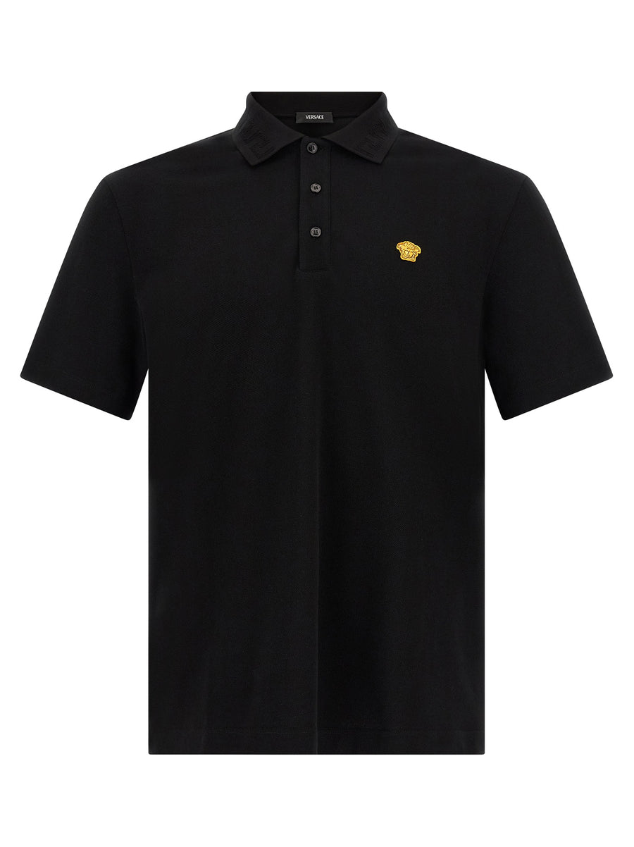 Versace Black Cotton Polo Shirt