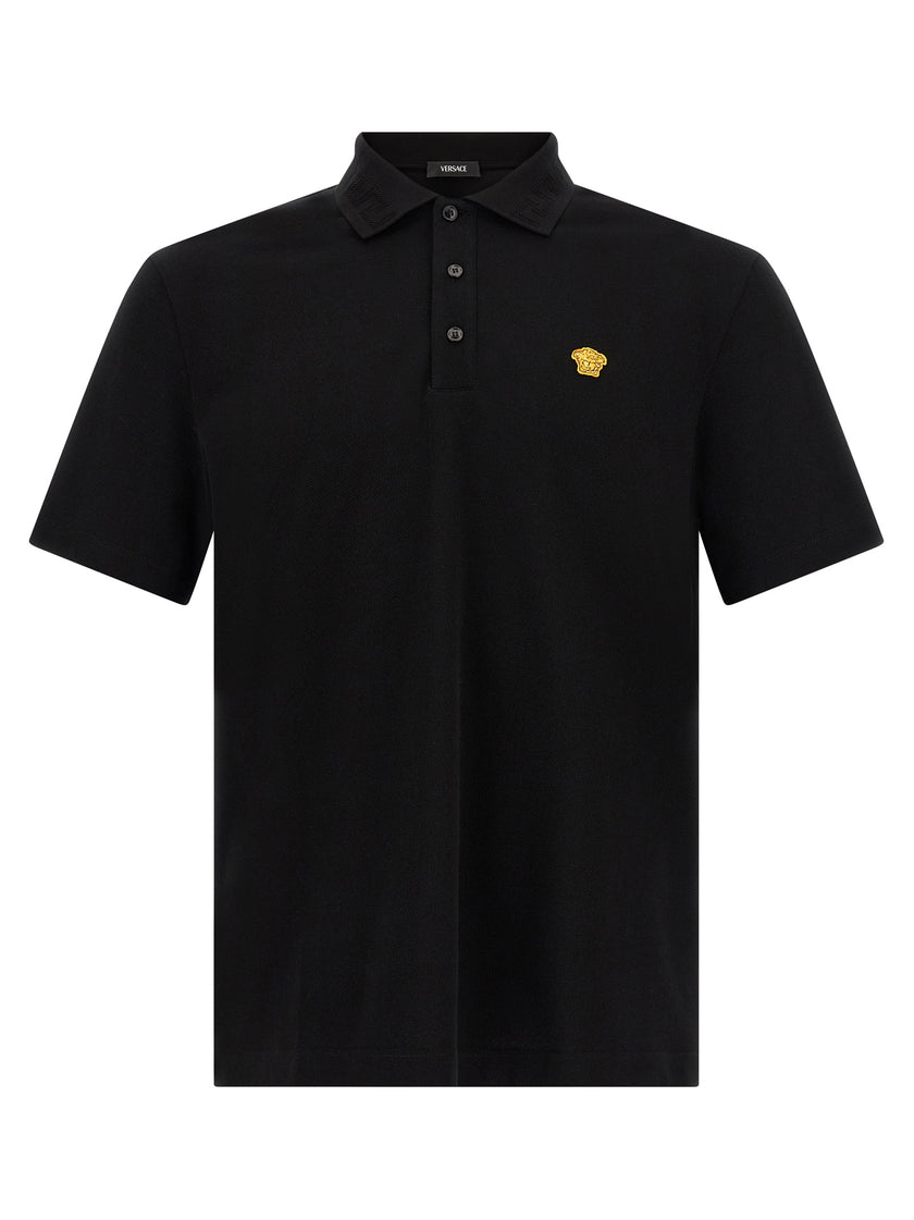 Versace Schwarzes Baumwoll-Poloshirt