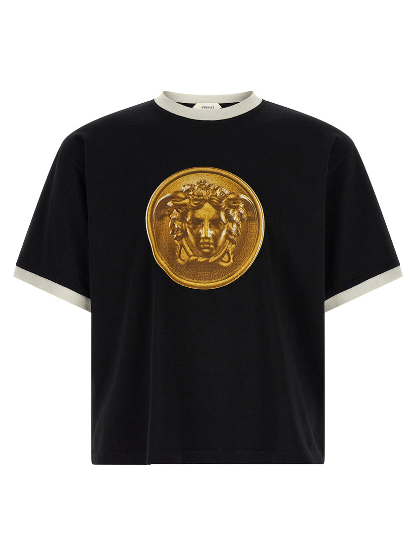 Versace Schwarzes Baumwoll-T-Shirt