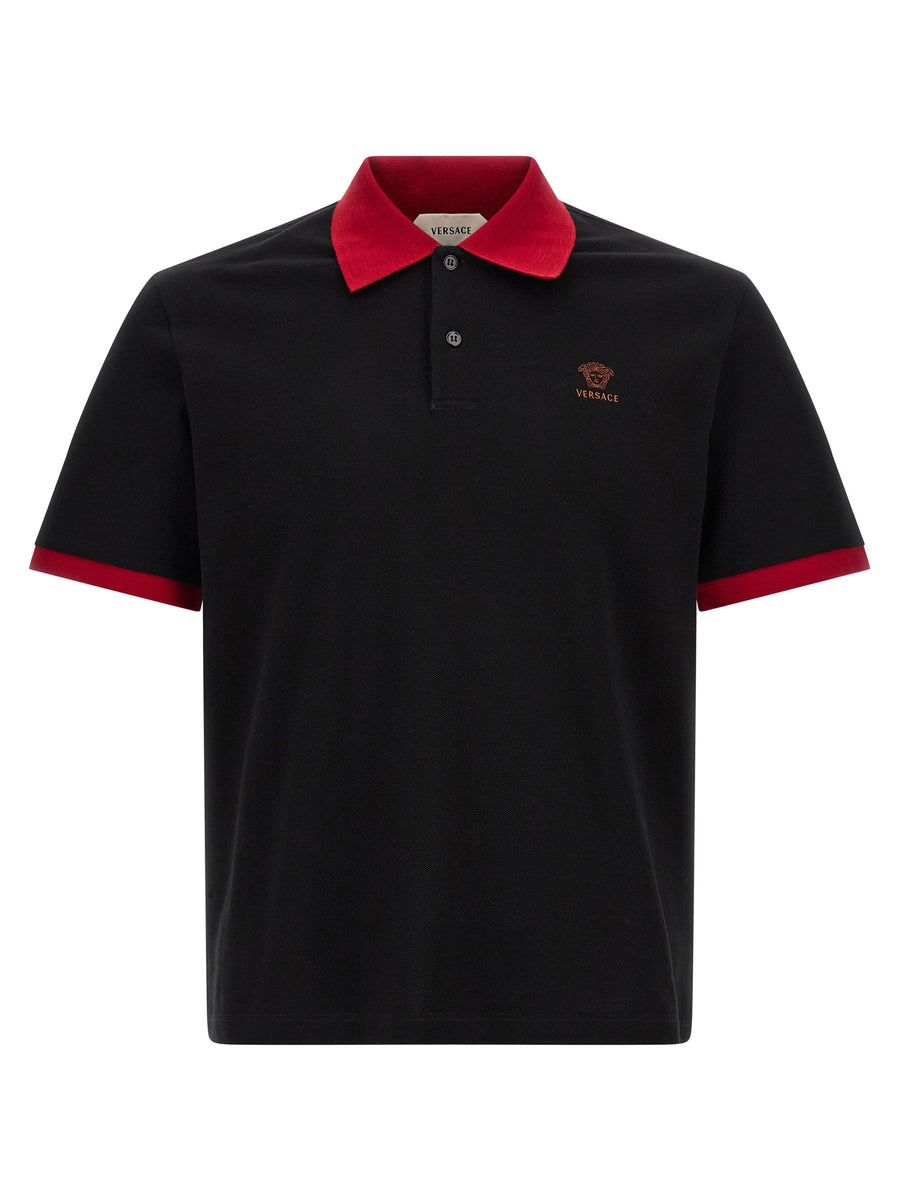 Versace Black Cotton Polo Shirt