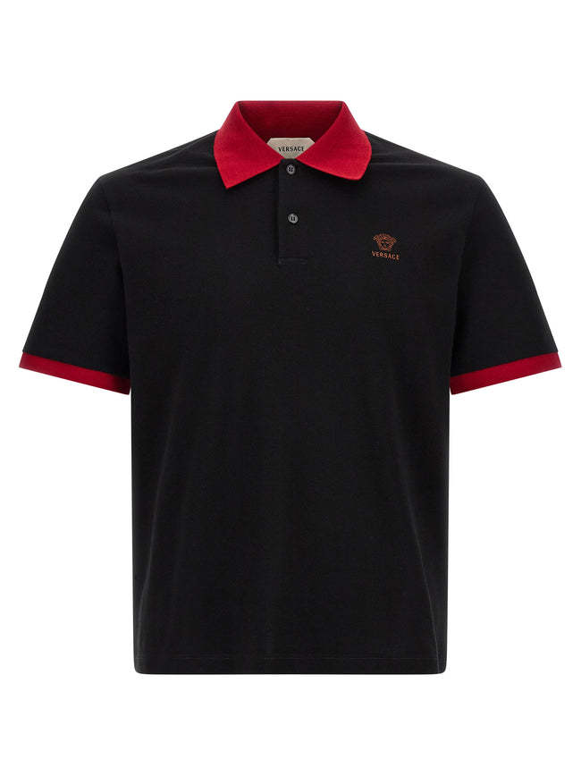 Versace Schwarzes Baumwoll-Poloshirt