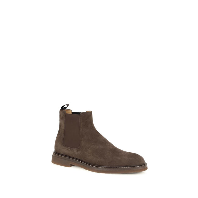 Brunello Cucinelli Chelsea Boots aus braunem Kalbsleder (Bos Taurus)