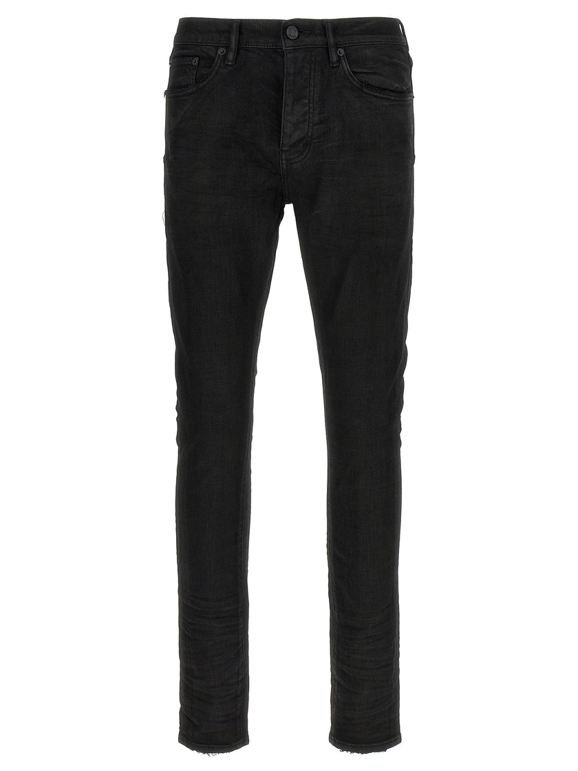 PURPLE Schwarze Baumwoll-Jeans mit schmal zulaufendem Bein
