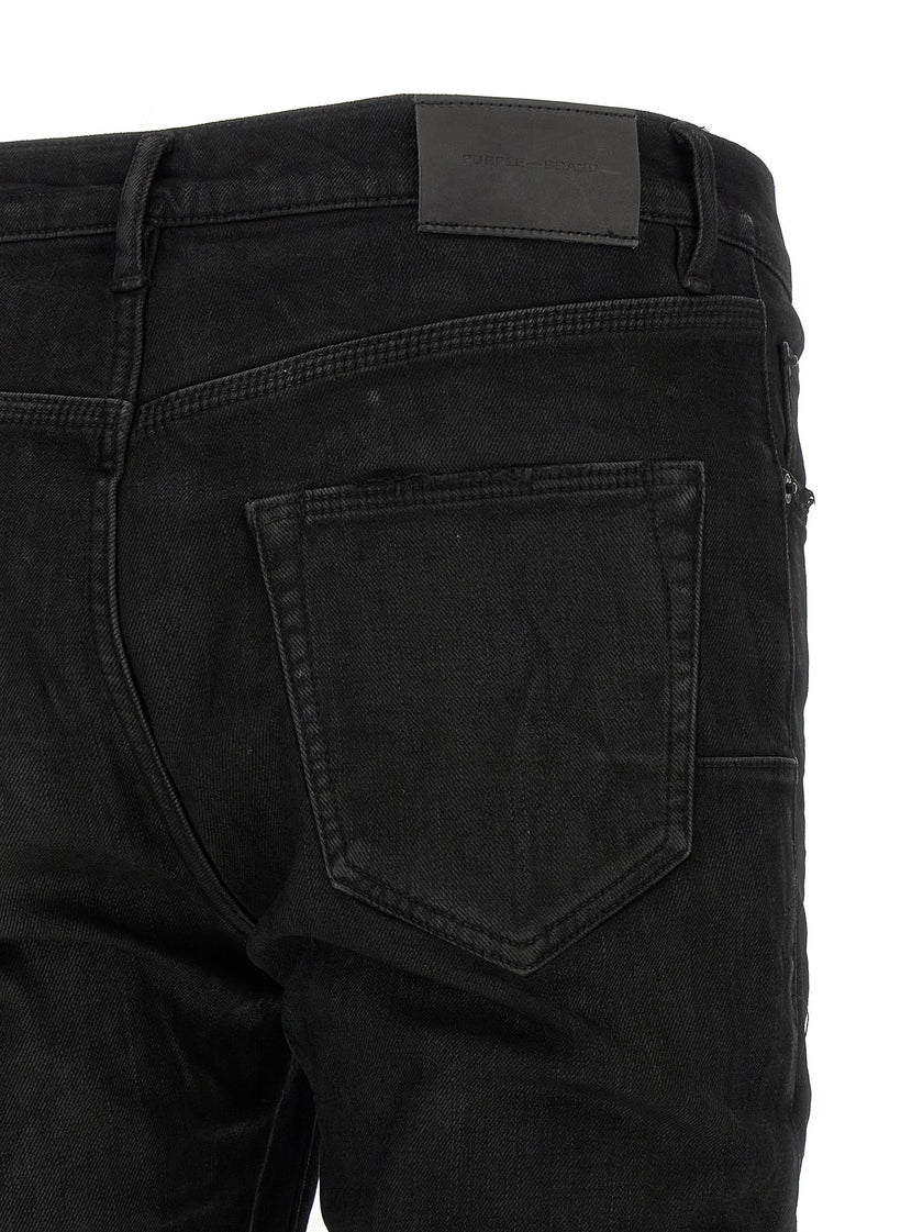 PURPLE Schwarze Baumwoll-Jeans mit schmal zulaufendem Bein